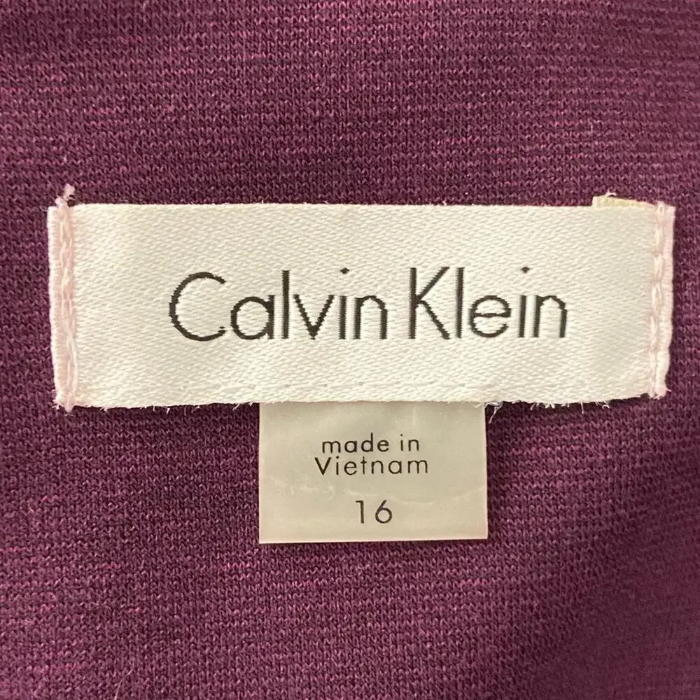 Calvin Klein A-Line Pleated Sleeveless Dress In Plum Women’s Size 16 - Picture 5 of 6